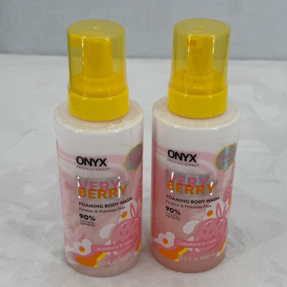 New 2pk Onyx Professional Very Berry Foaming Body Wash 16.2oz Strawberry & Cream